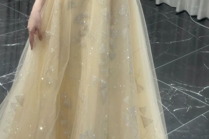 Sequin Evening Gown Off-Shoulder A-Line