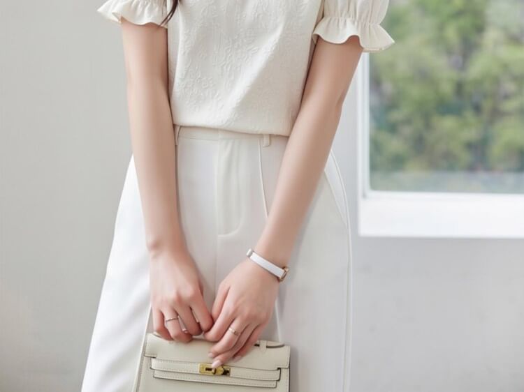 Stand Collar Frog Button Short Sleeve Top