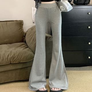 Pants Flared Plain Mid Rise