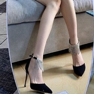 Toe D'Orsay (Various Stiletto Rhinestone Pumps Designs) Fringed Pointed