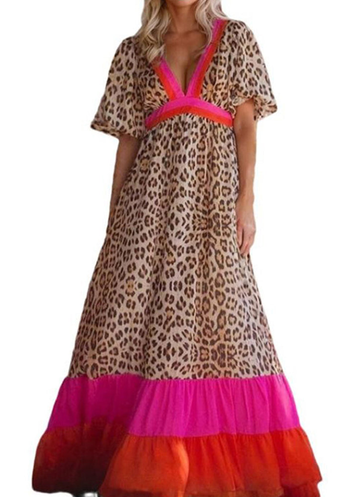 Modern Long Dress Print Patchwork Leopard Summer