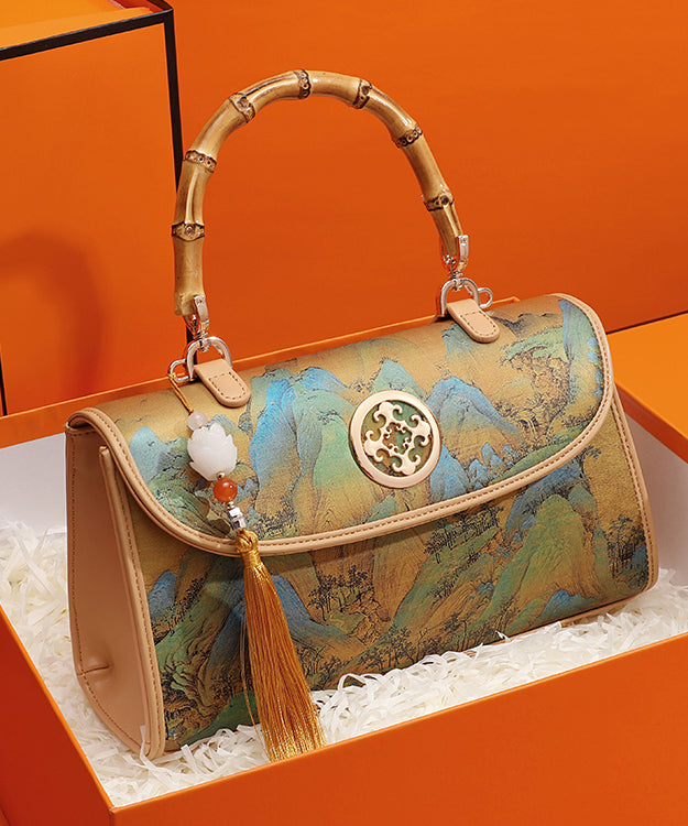 Chinese Tassel Bag Calf Print Leather Tote New Style