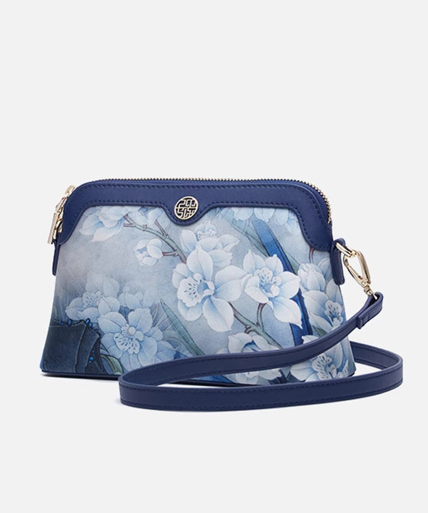 Versatile Organic Silk Print Bag Navy Clutch