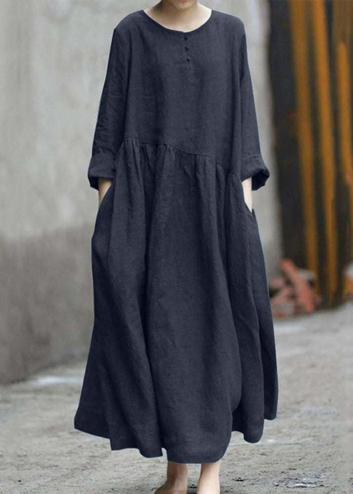 Size Dresses Plus Wrinkled Long Fall Green Patchwork