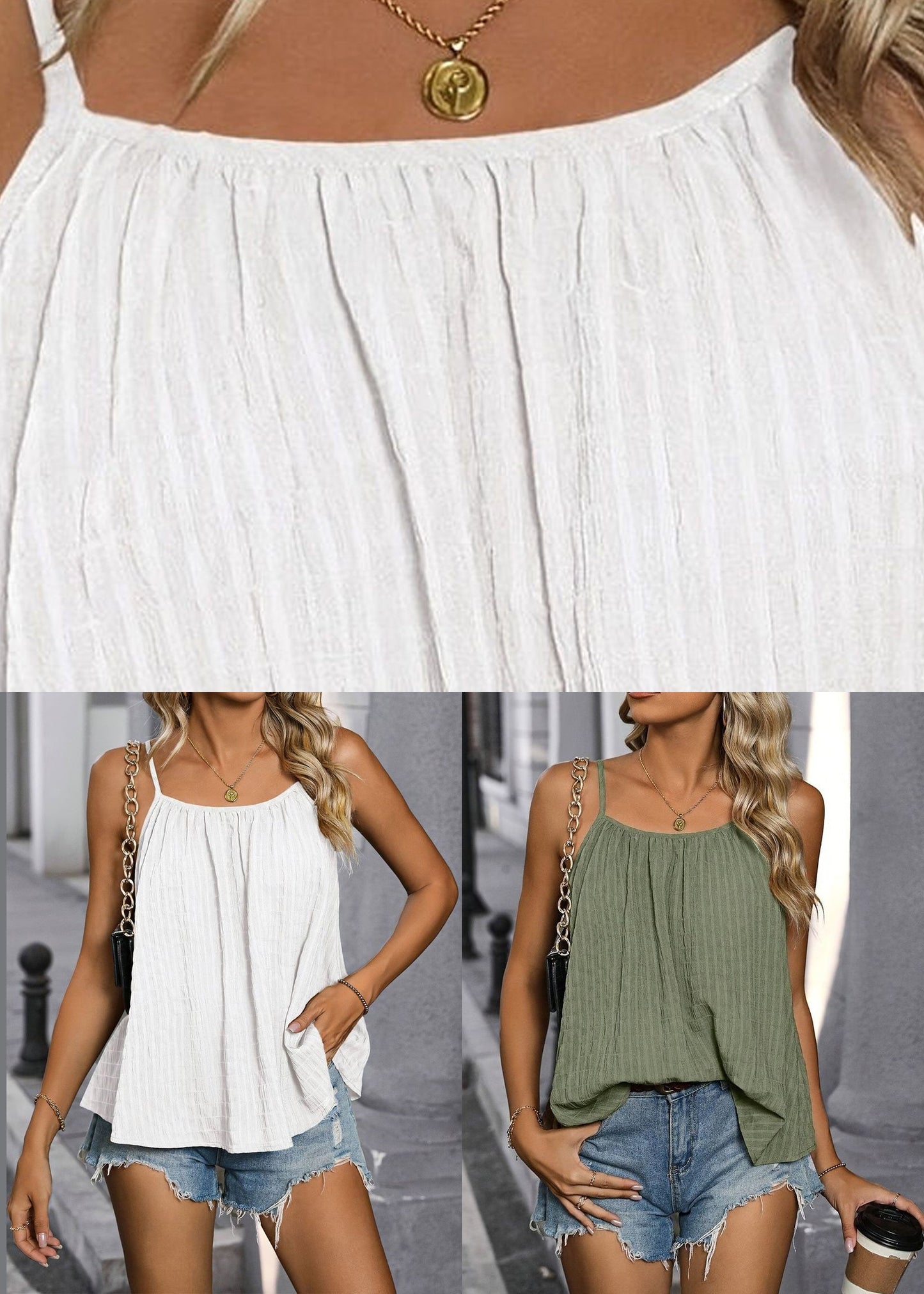 Summer Cozy Neck White Vest Slash