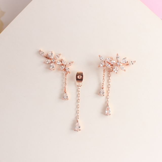 Stud Rhinestone Clip-On / Earrings Floral