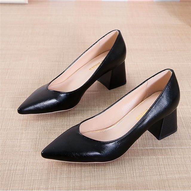 Pumps Pointy-Toe Chunky-Heel