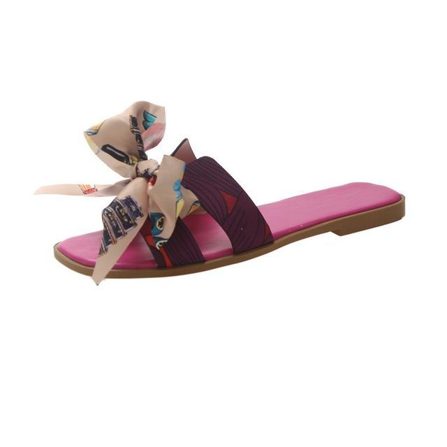 Flat Ribbon Slide Sandals
