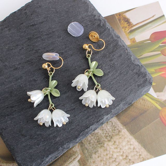Pearl Faux Flower Alloy Fringed Earring