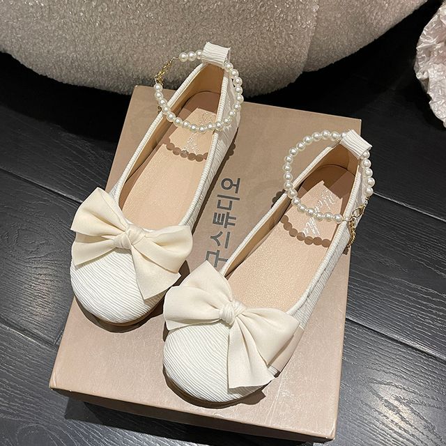 Pearl Bow Faux Flats