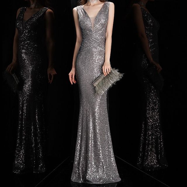 (Various Sequined Designs) Evening Mermaid Gown