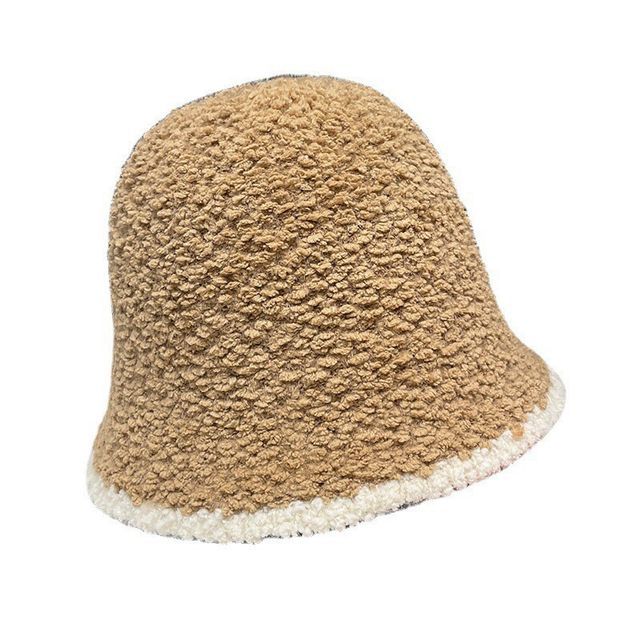Faux Trim Contrast Shearling Bucket Hat