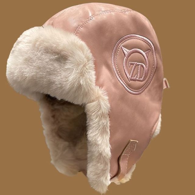 Lined Hat Leather Fluffy Faux