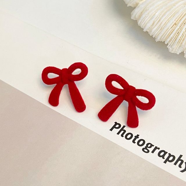 Earring Stud Flocking Bow