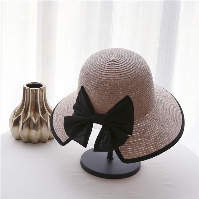 Piped Straw Sun Bow Hat