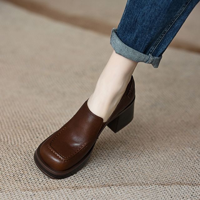 Buckled Loafers Block-Heel