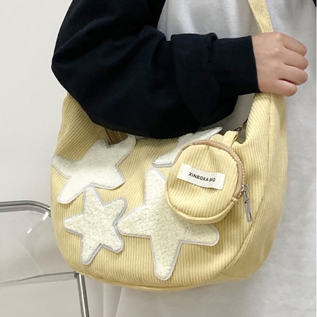 Applique Designs) With Pouch Coin Zipper Corduroy Crossbody (Various Purse Star