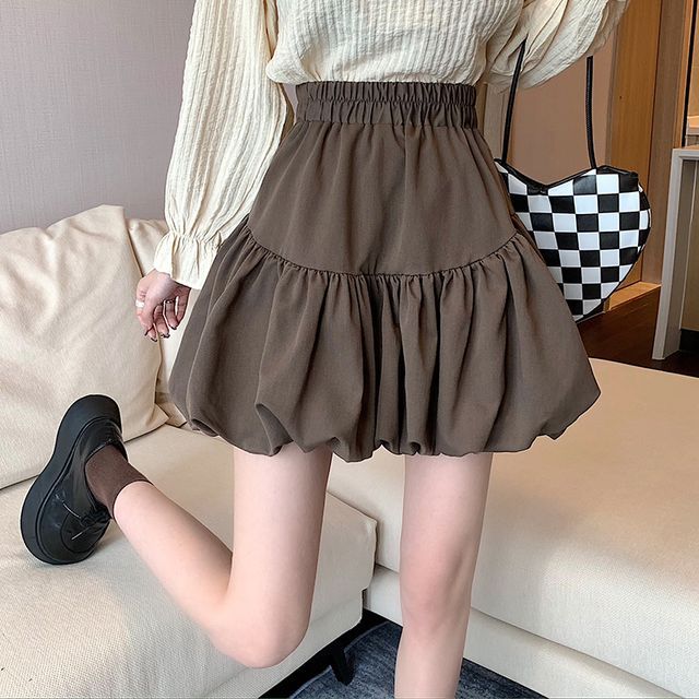 Skirt High-Waist Plain Bubble