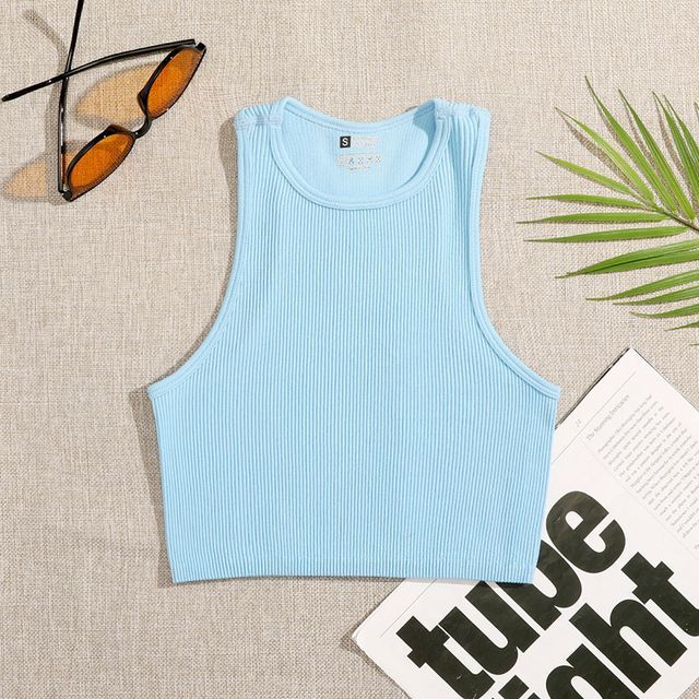 Crew Top Neck Plain Tank Crop