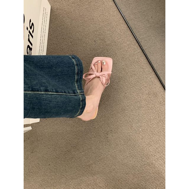 Bow Slide Heel Sandals Chunky