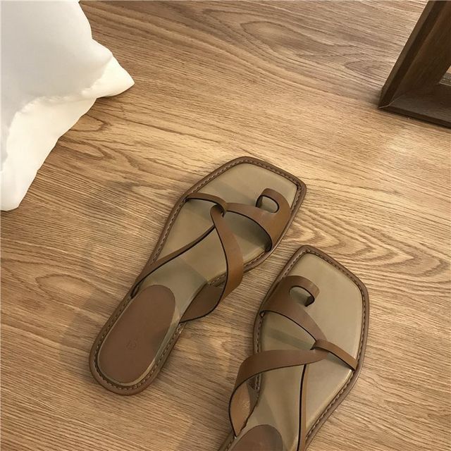 Sandals Square-Toe Toe-Loop Slide