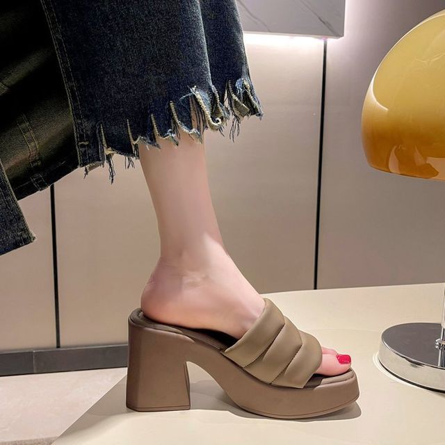 Slide Square-Toe Sandals Platform