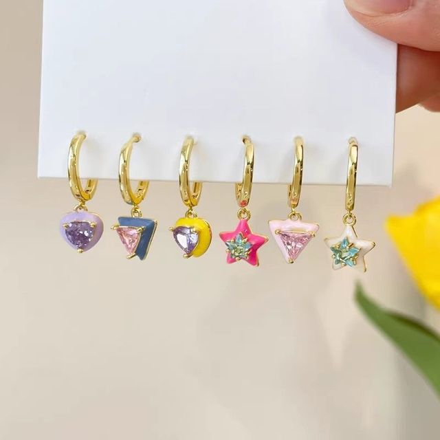 Designs) 6: Set Alloy (Various Earring of Star Dangle