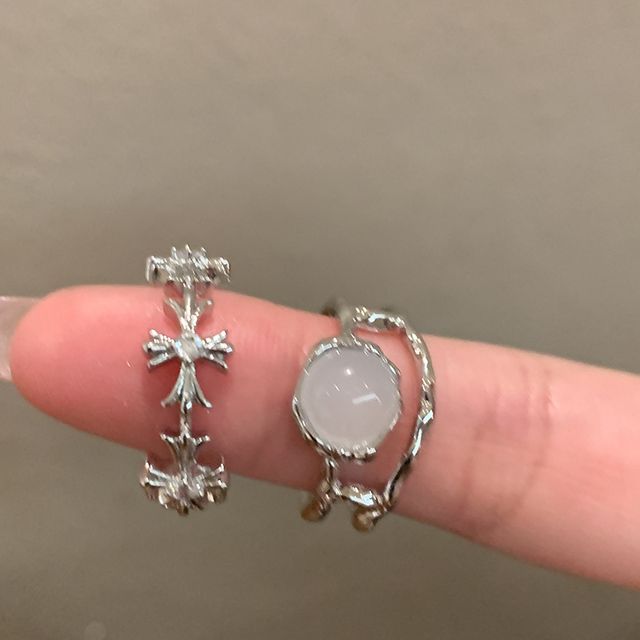Cross Open Faux / Ring Set Moonstone