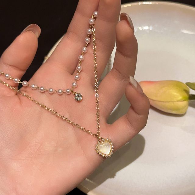 Layered Necklace Faux Pearl