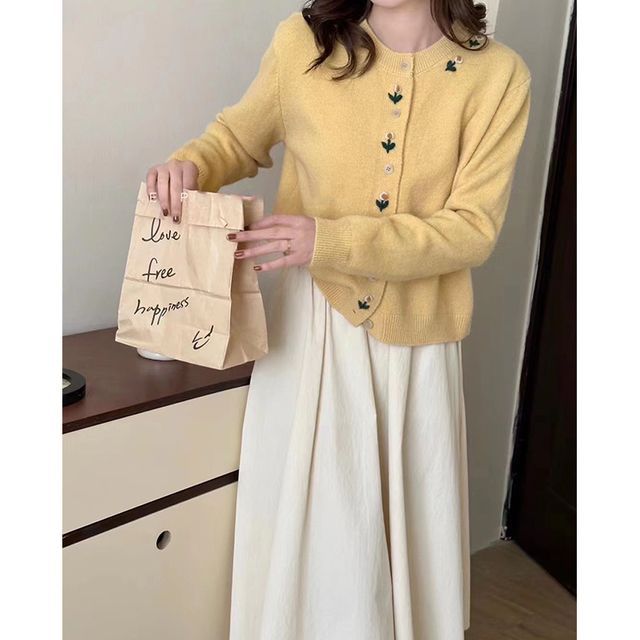 Crew Floral Plain Cardigan Neck