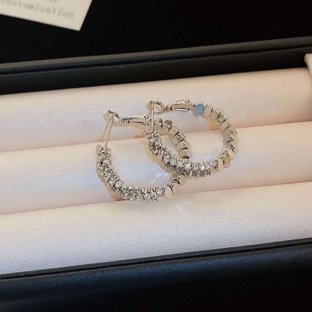Alloy Earring Rhinestone Hoop