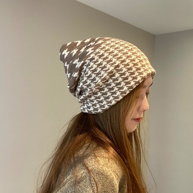 Beanie Multi-Way Scarf Houndstooth / Knit