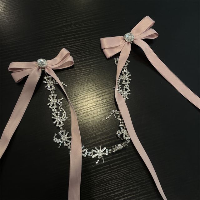 Clip Hair Ribbon Rhinestone