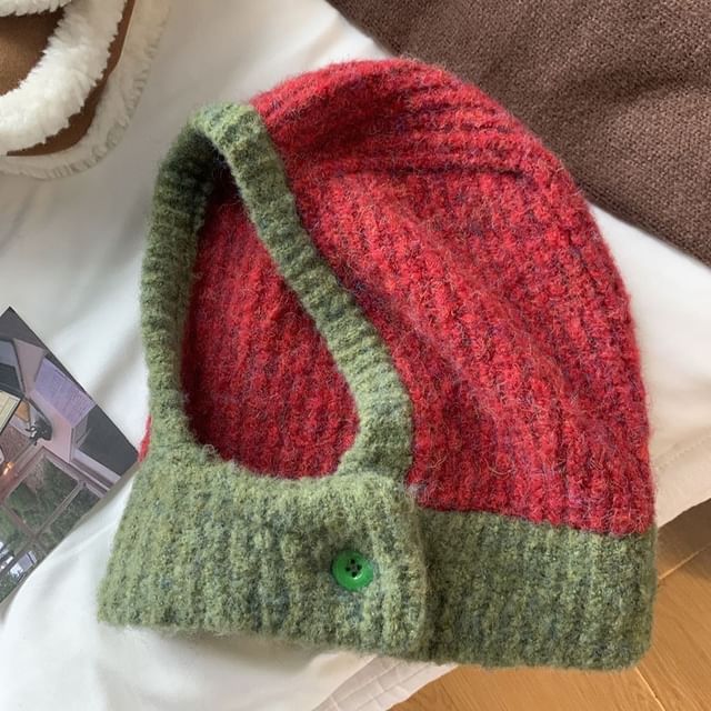 Two Balaclava Tone Knit Buttoned