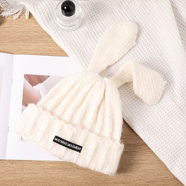 Knit Lettering Beanie Ear Applique Rabbit