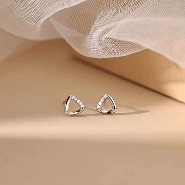 (Various Sterling Geometric Rhinestone Stud Silver Designs) Earring