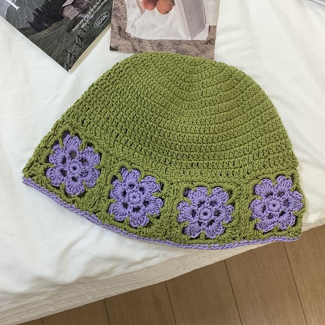 Floral Cloche Hat Crochet Knit