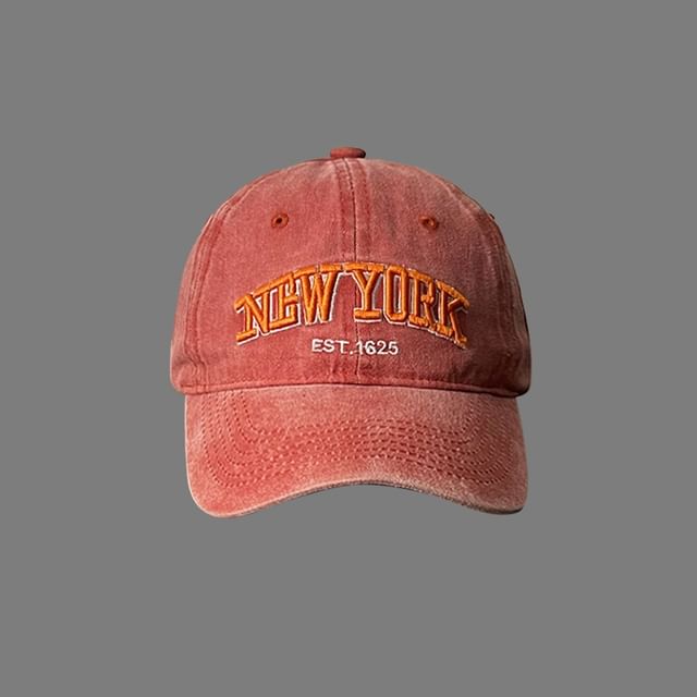 Washed Cap Lettering Embroidered Baseball