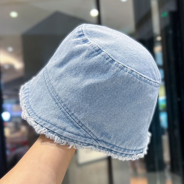 Denim Washed Hat Frayed Bucket