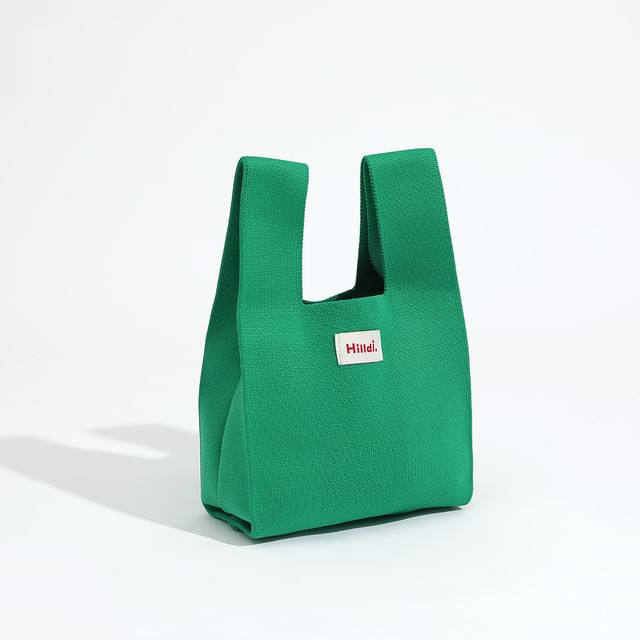 Lettering Applique Knit Tote Bag