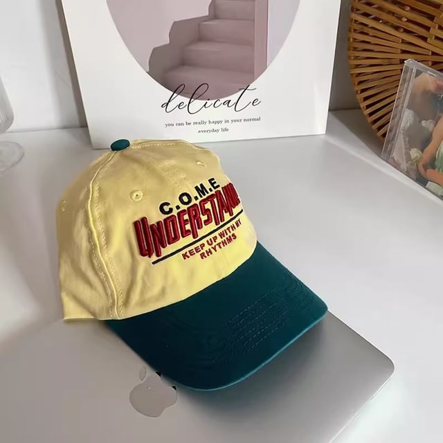 Lettering Embroidered Baseball Color Cap Panel