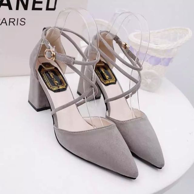 Sandals Strap Heel Ankle Chunky Pointed