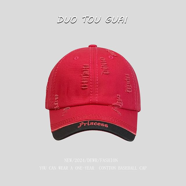 Letter Cap Distressed Baseball Embroidered