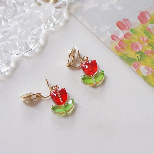 Tulip Alloy Drop Earring