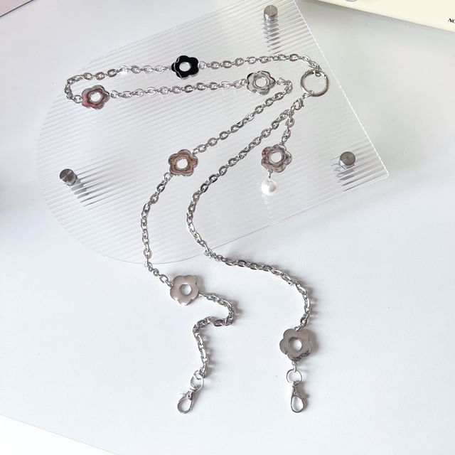 Floral Lanyard Faux Pearl Phone Alloy