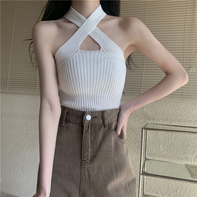 Plain Top Crop Cross Strap