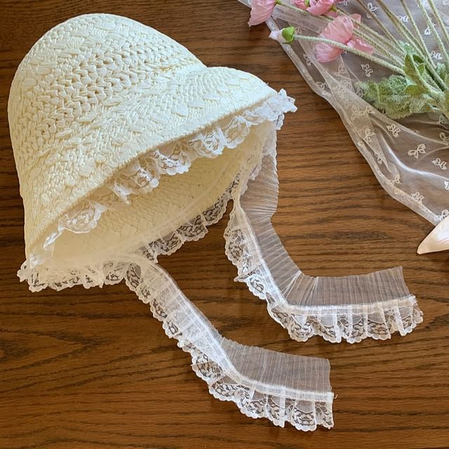 Trim Lace Bucket Straw Hat