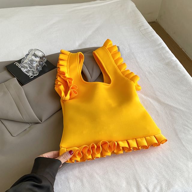 Ruffle Plain Shopper Bag