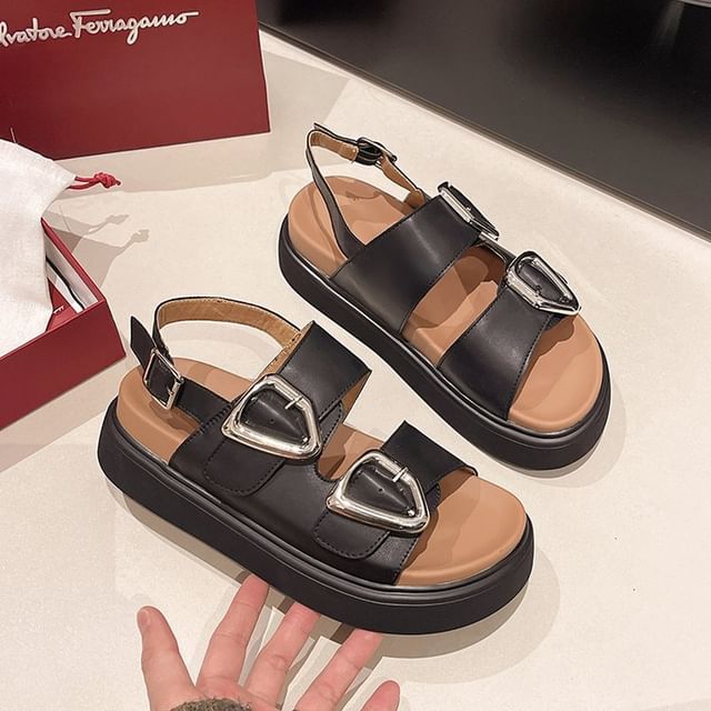 Platform Sandals Slingback Buckled