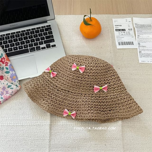 Bow Bucket Straw Hat